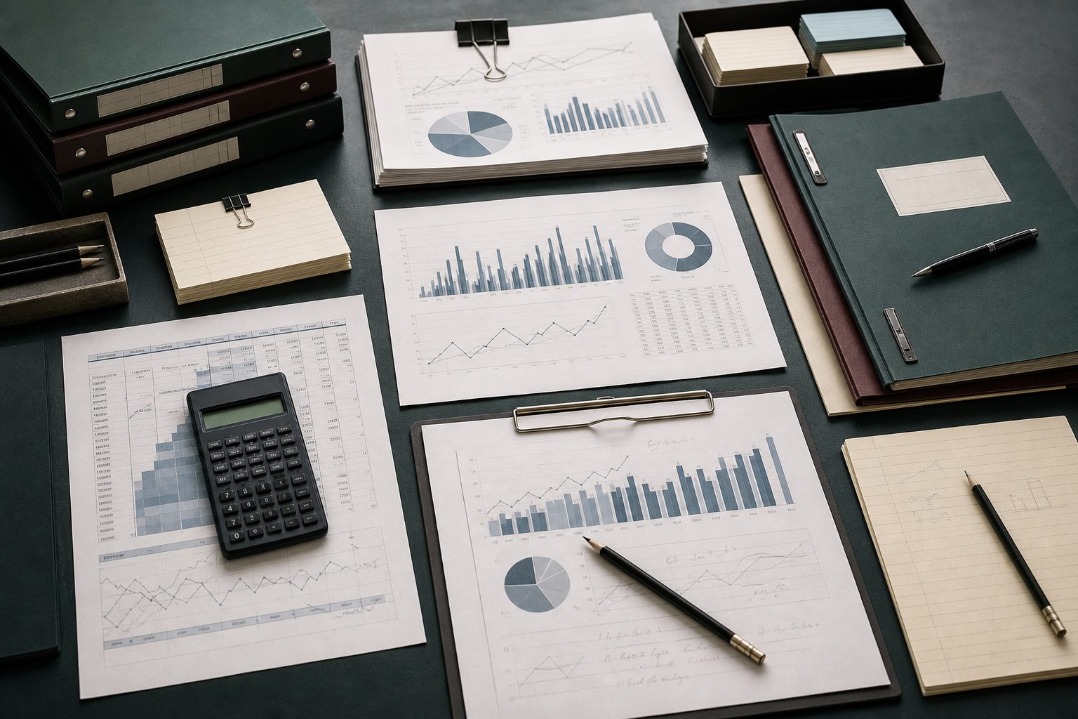 Economic analysis papers, charts and research folders